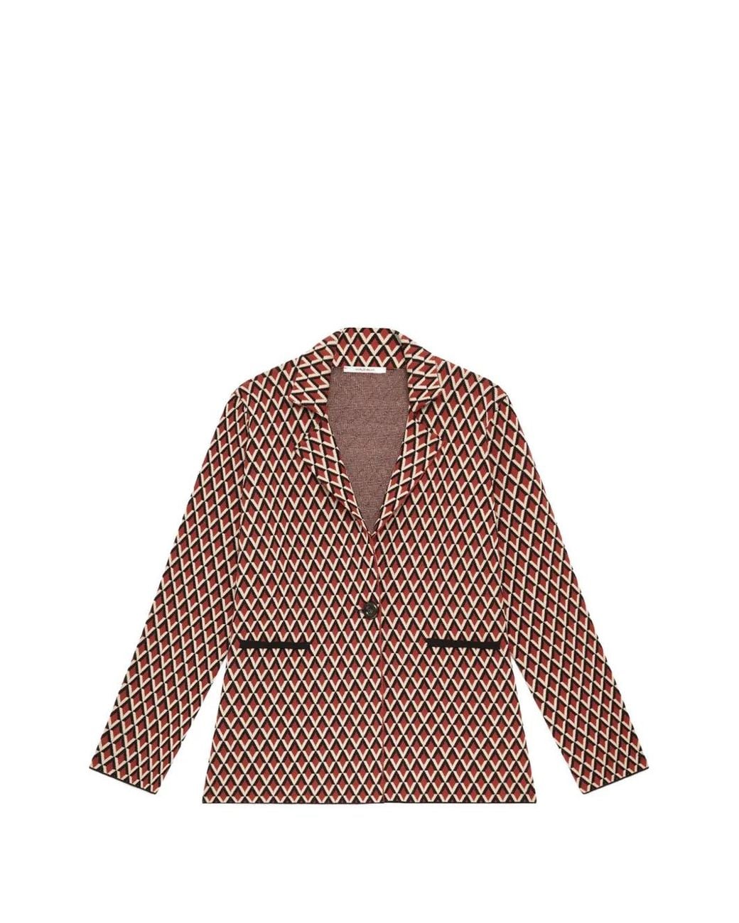 Maliparmi Brown Jacquard-Knit Single-Breasted Blazer