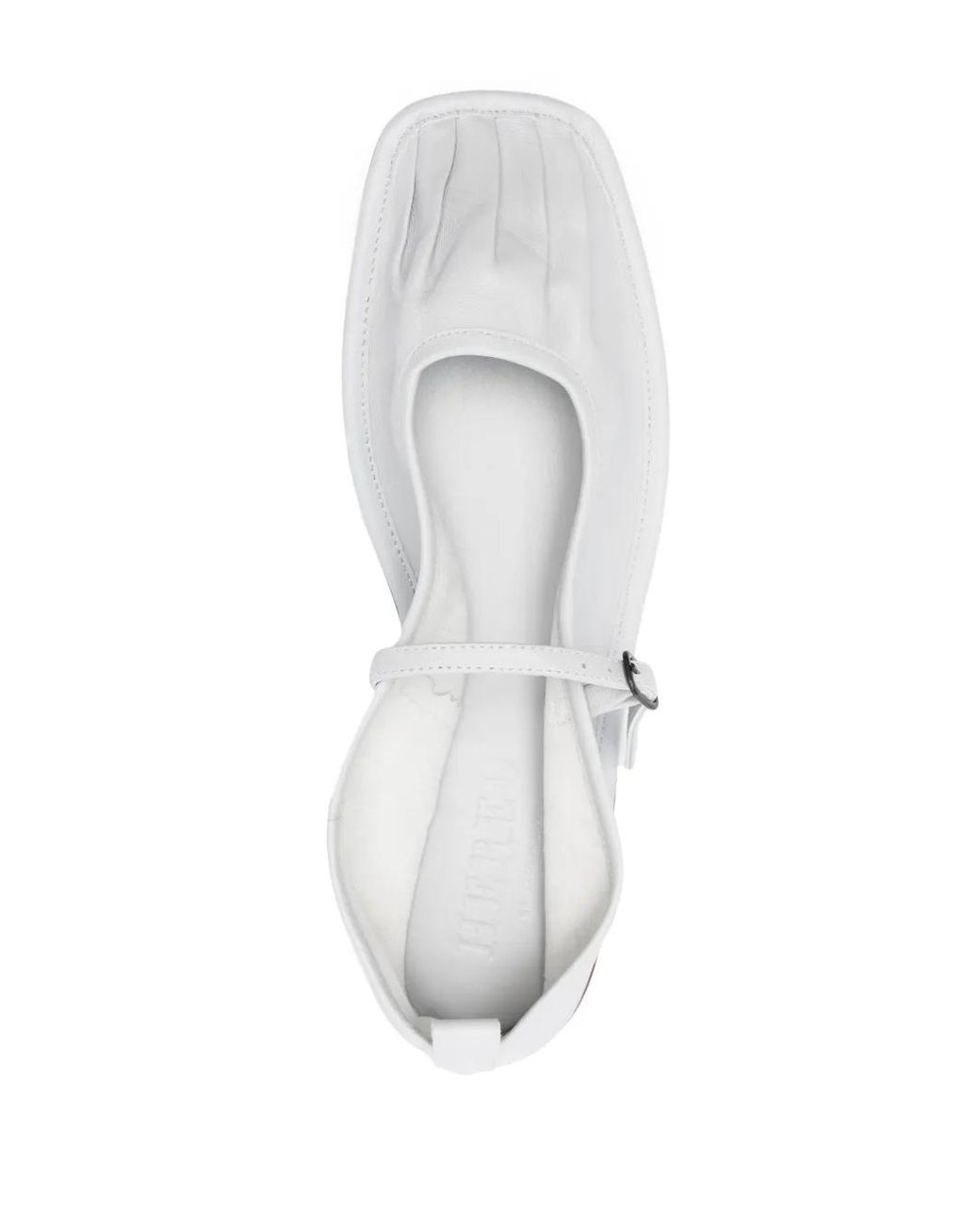 Hereu White Dansa Leather Ballerina Shoes