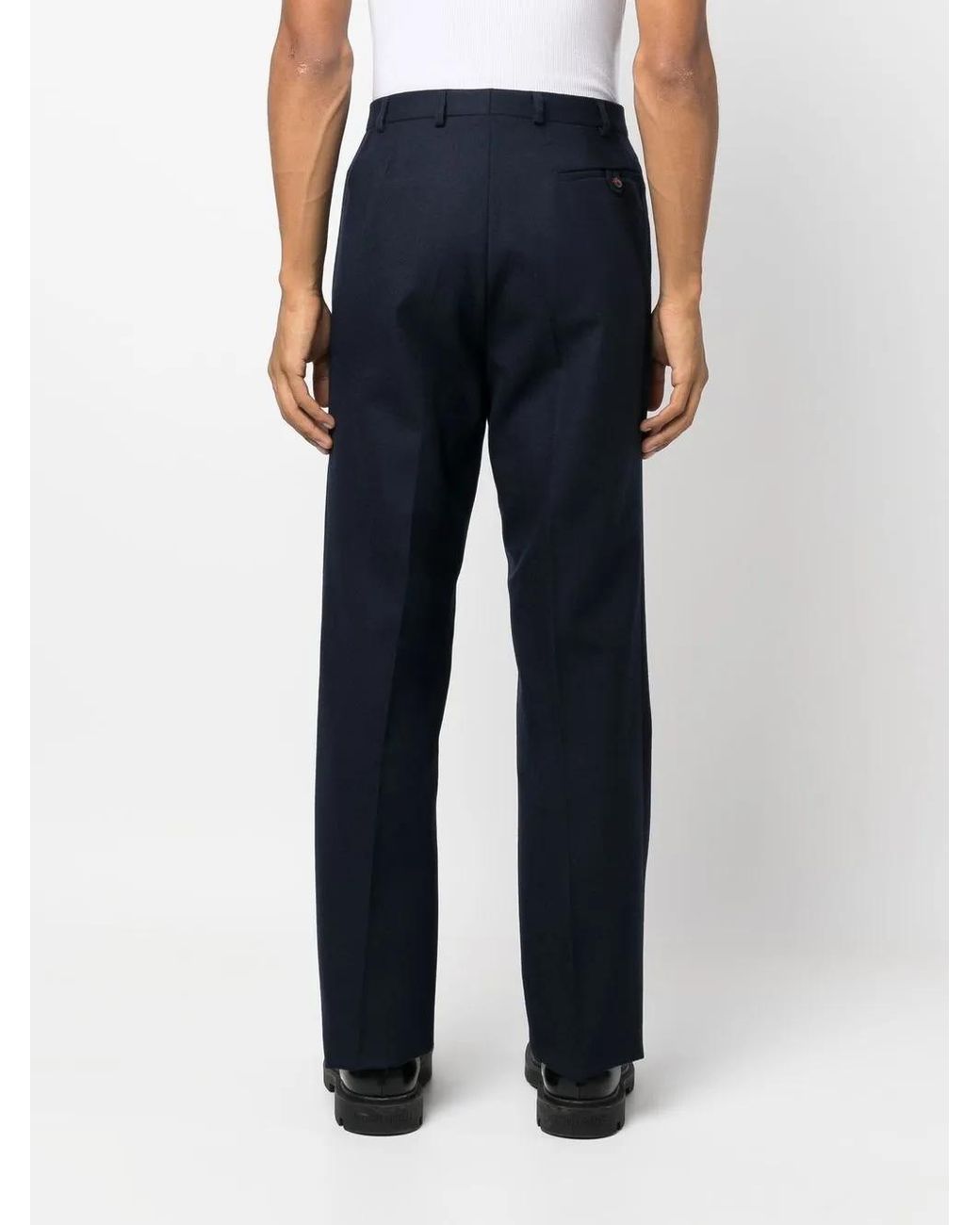 Maison Margiela Blue Tailored Wool Trousers for men