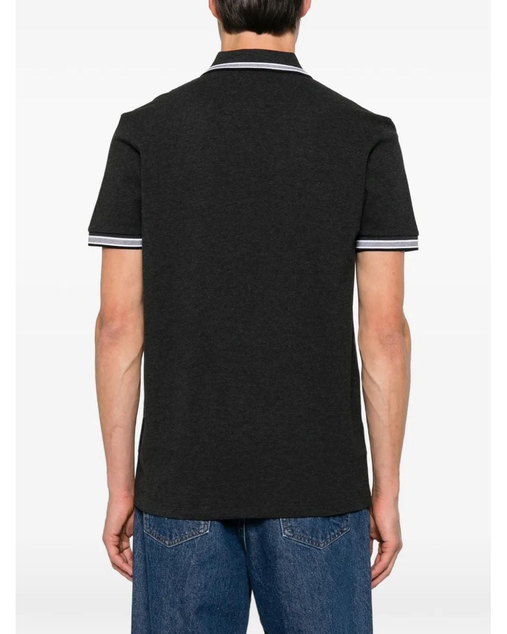 Boss Black Logo-Print Tipped Polo Shirt for men