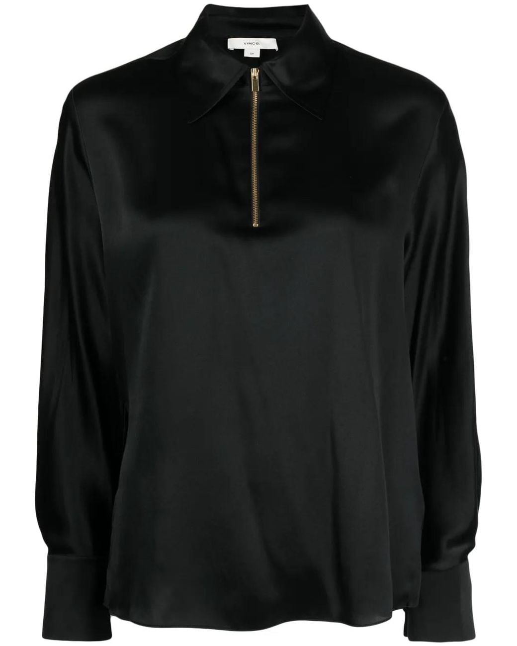 Vince Black Silk Long-Sleeve Blouse