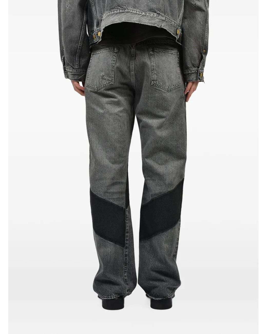 Dear BORO Gray 1985 Contrast-Panel Patchwork Jeans for men
