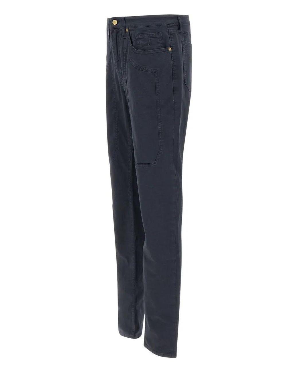 Jeckerson Blue Five-Pocket Logo-Patch Trousers for men