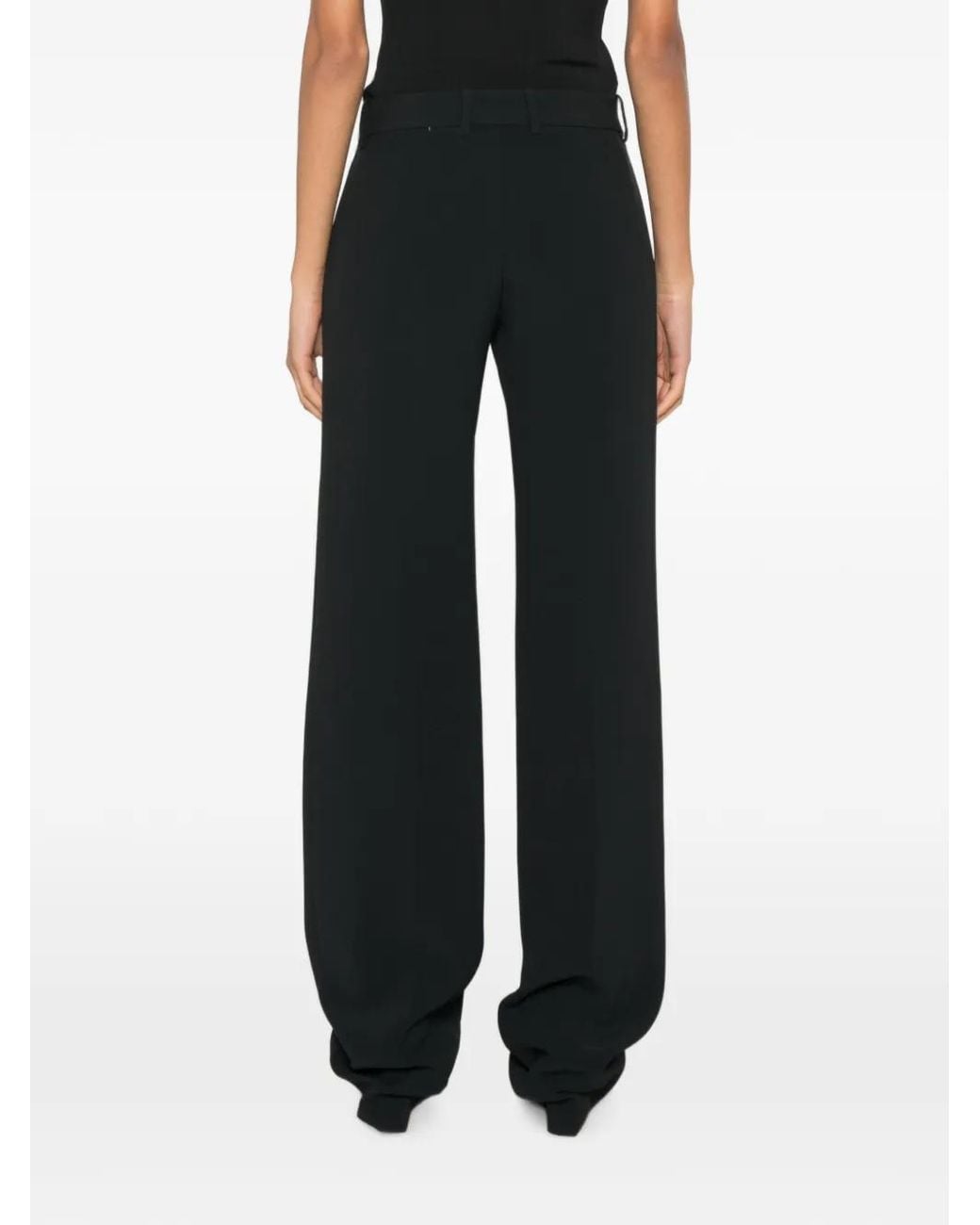 Ermanno Scervino Black Pressed-Crease Wide-Leg Trousers