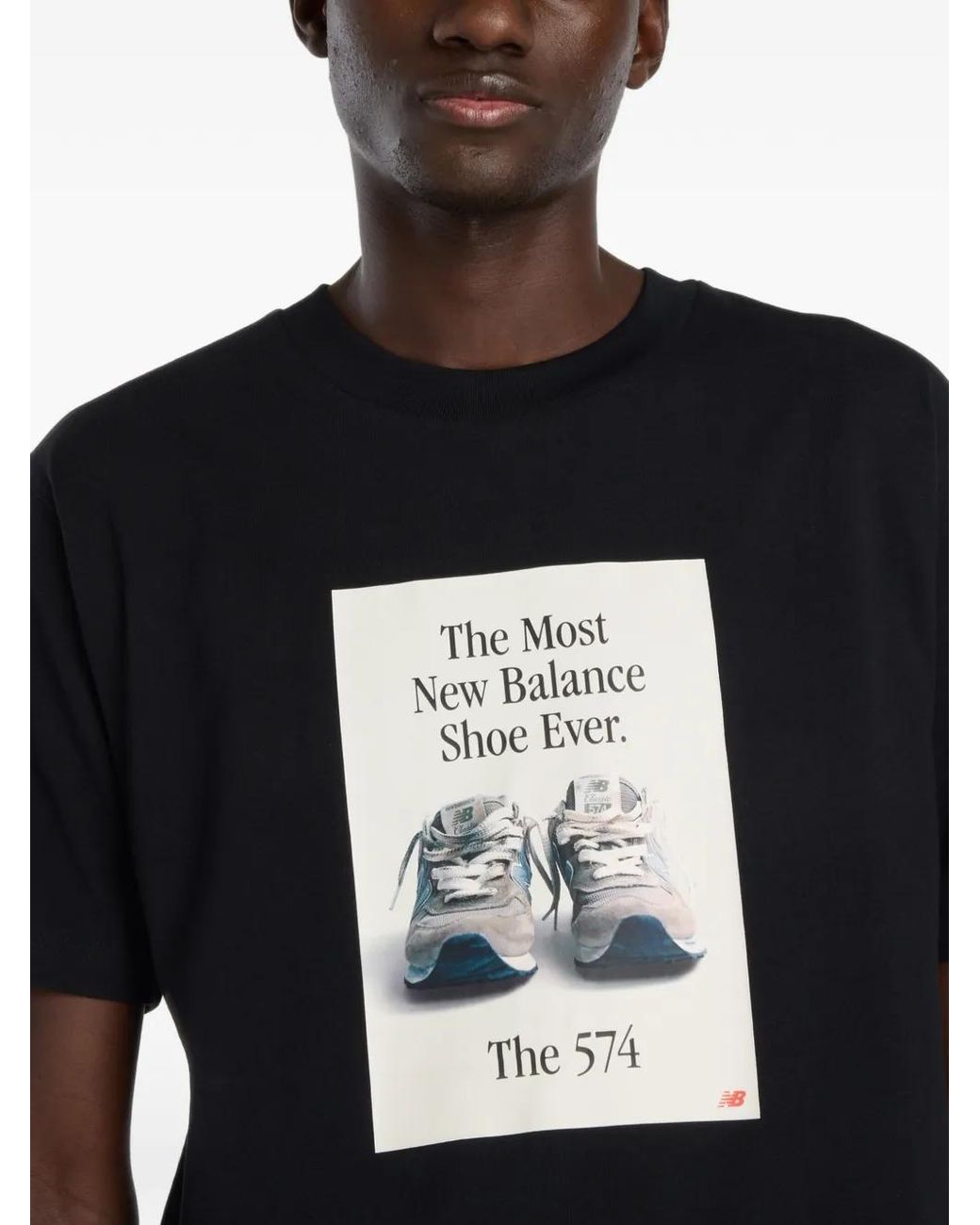 New Balance Black 574 Ad Graphic T-Shirt for men