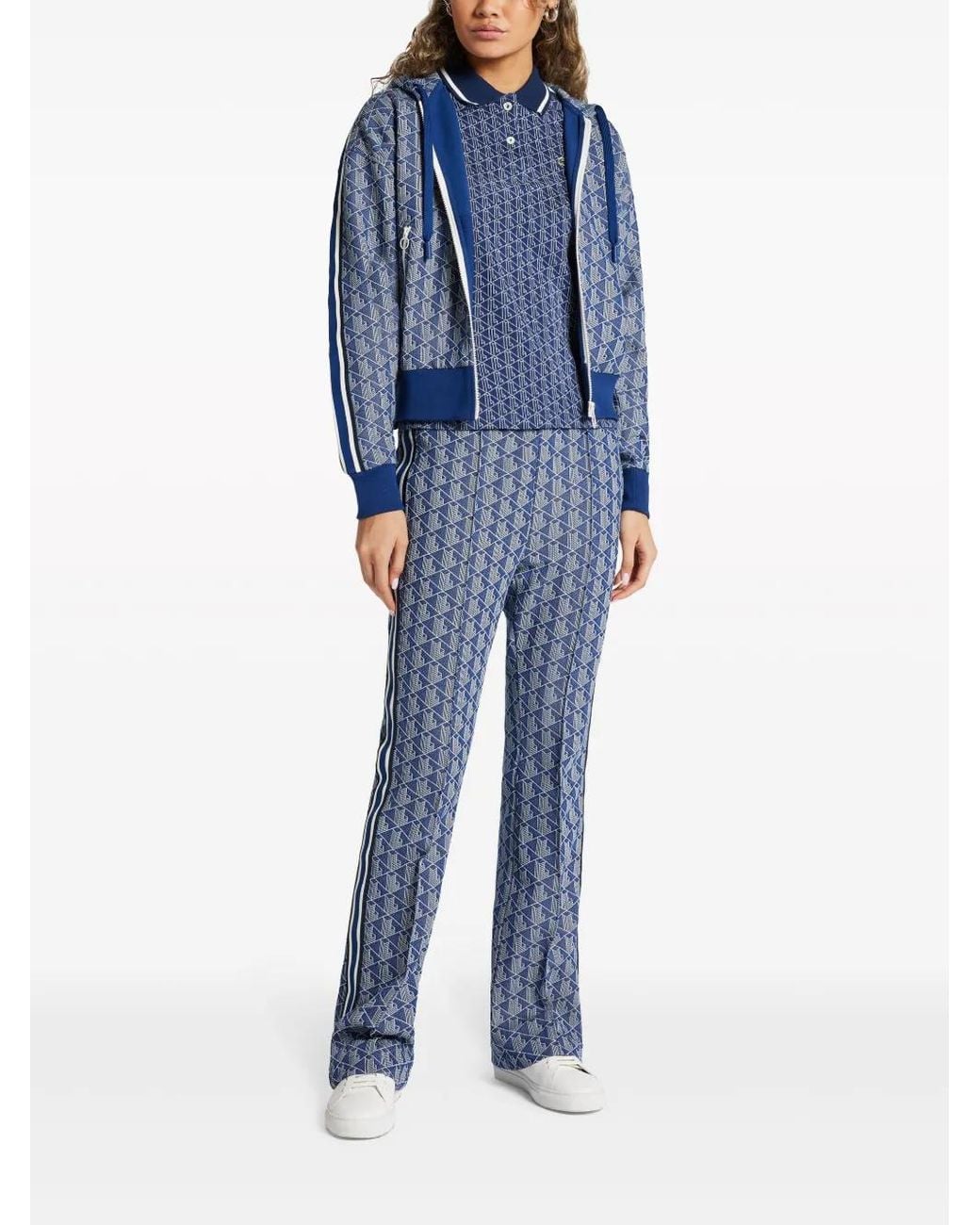 Lacoste Blue Monogram-Pattern Track Pants