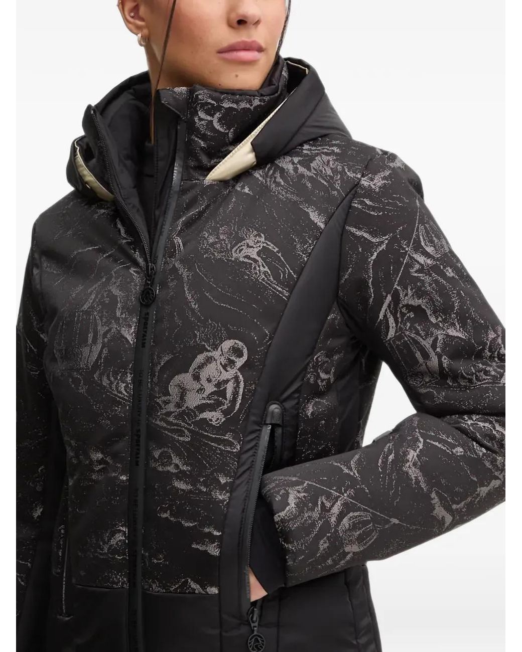 Sportalm Black Graphic-Print Hooded Jacket
