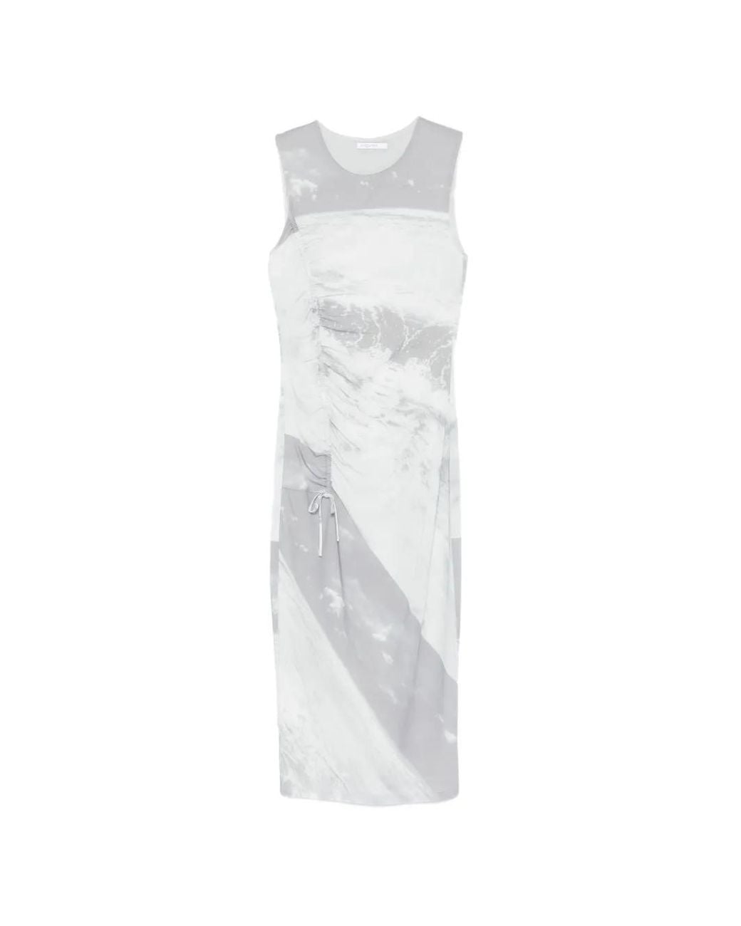 Patrizia Pepe White Midi Wave-Print Dress