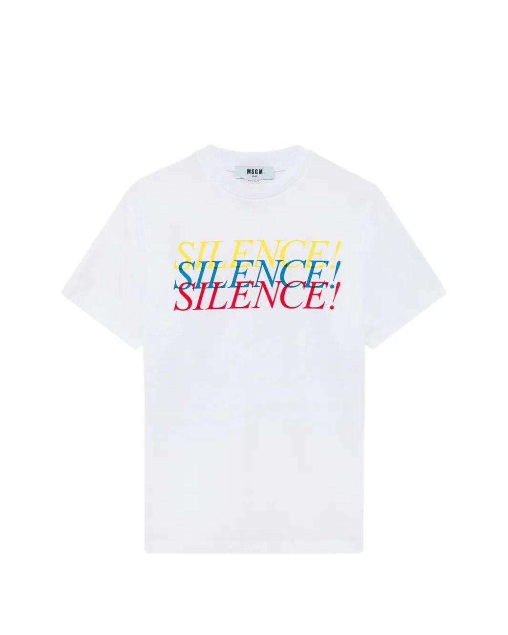 MSGM White Slogan-Print T-Shirt