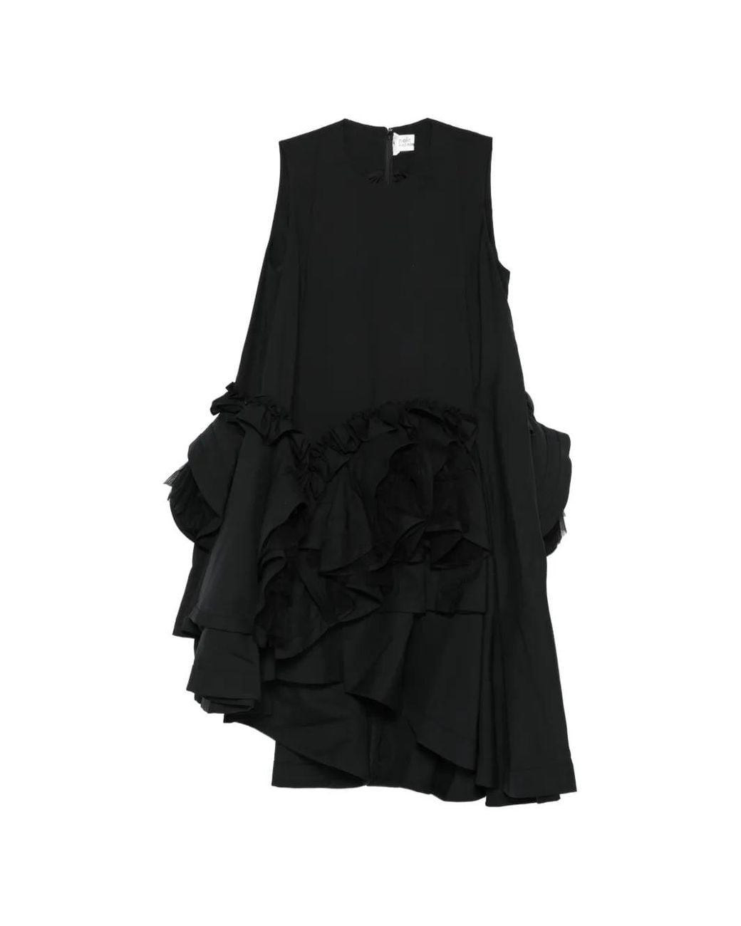 Noir Kei Ninomiya Black Ruffled Asymmetric Midi Dress