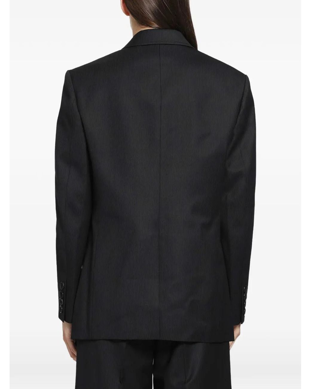 Junya Watanabe Black Pinstripe Double-Breasted Jacket