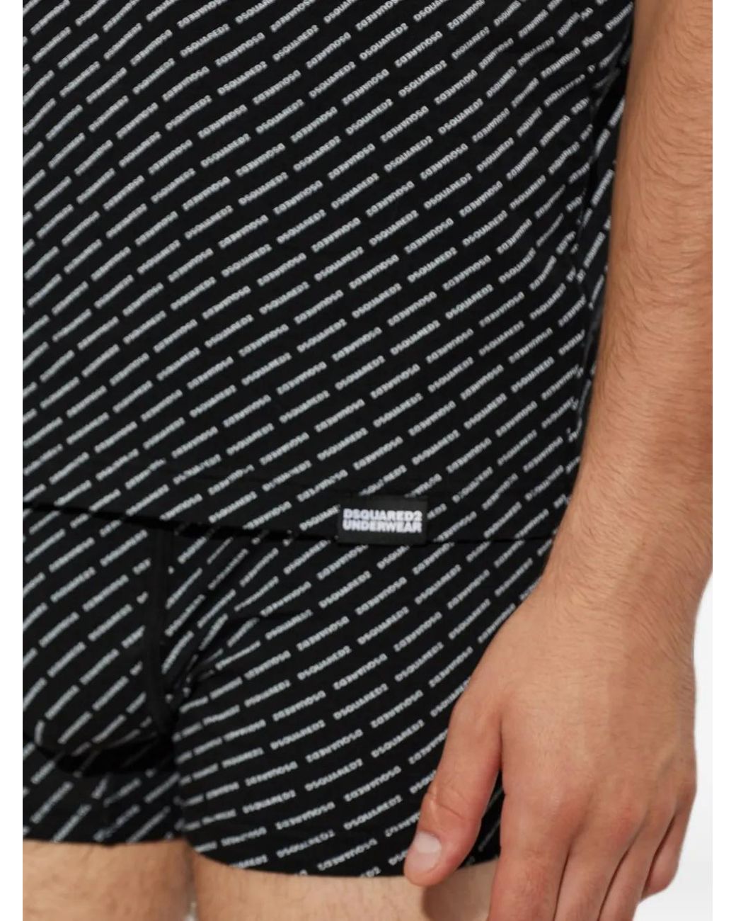 DSquared² Black Logo-Pattern T-Shirt for men