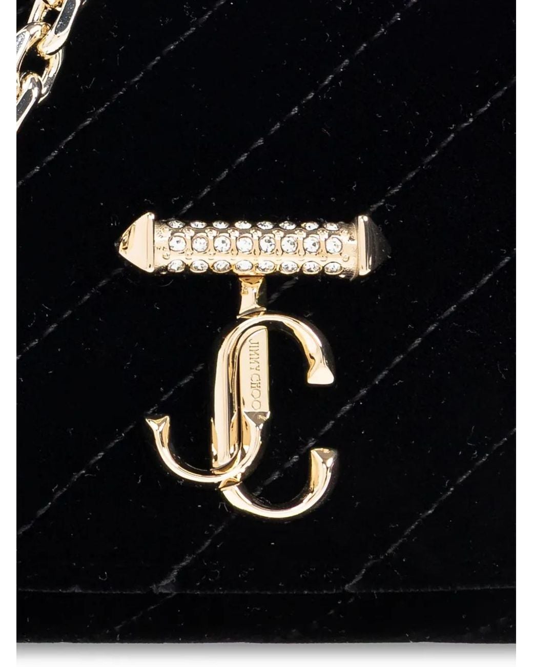 Jimmy Choo Black Curve Velvet Wallet Chain