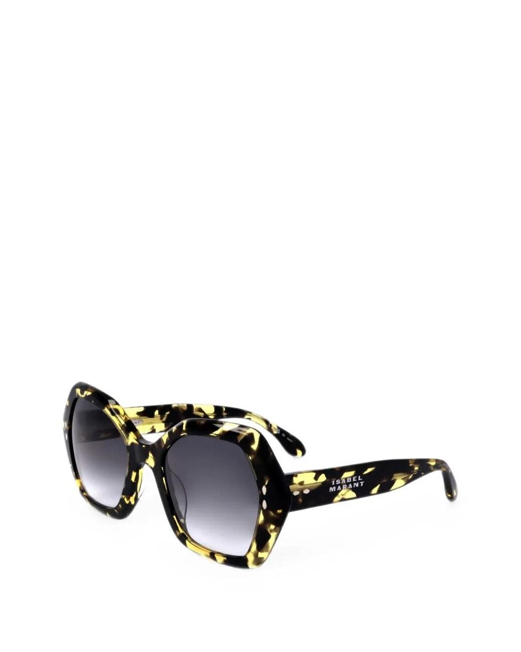 Isabel Marant White Tortoiseshell-Effect Geometric-Frame Sunglasses