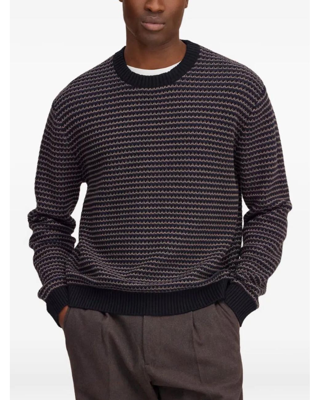 NN07 Gestreifter Pullover in Black für Herren