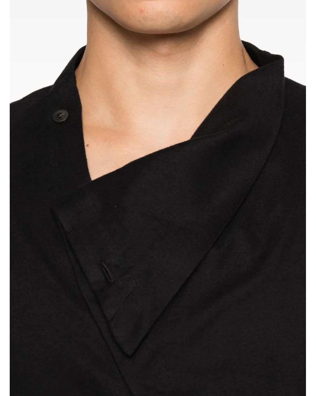 Rick Owens Black High-Neck Long-Sleeve Shirt for men