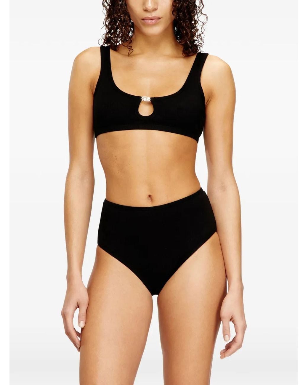 DIESEL Black Bralette Cotton Rib With Jewel Oval D