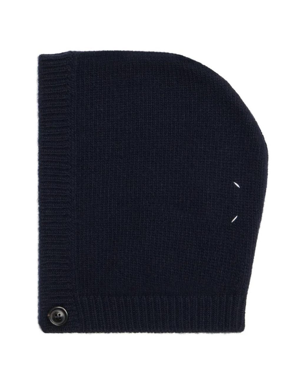 Maison Margiela Blue Wool Knit Hood for men