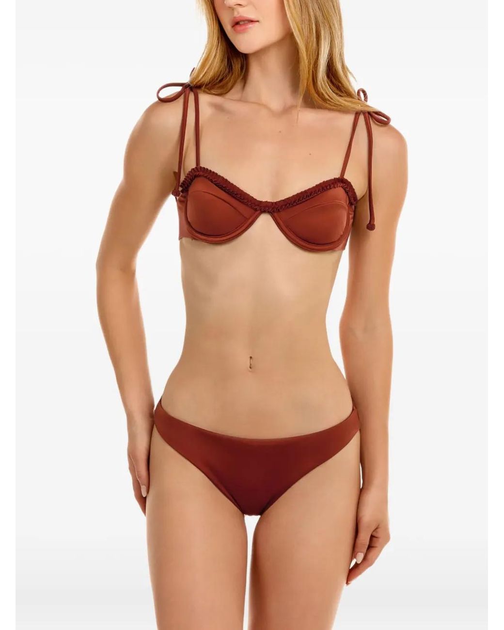 Agua Bendita Red Quilted Tie-Detail Bikini