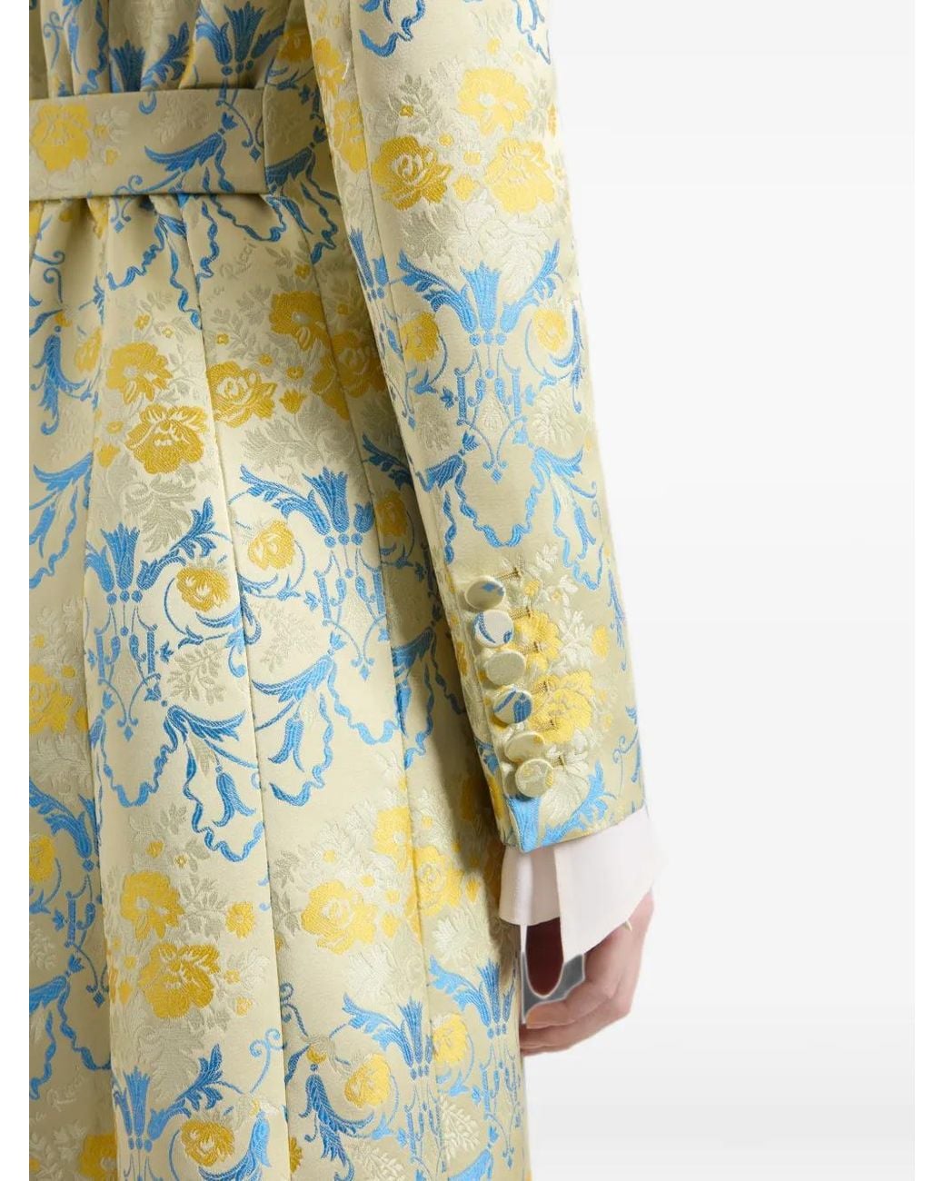 Nina Ricci White Flower-Jacquard Double-Breasted Coat