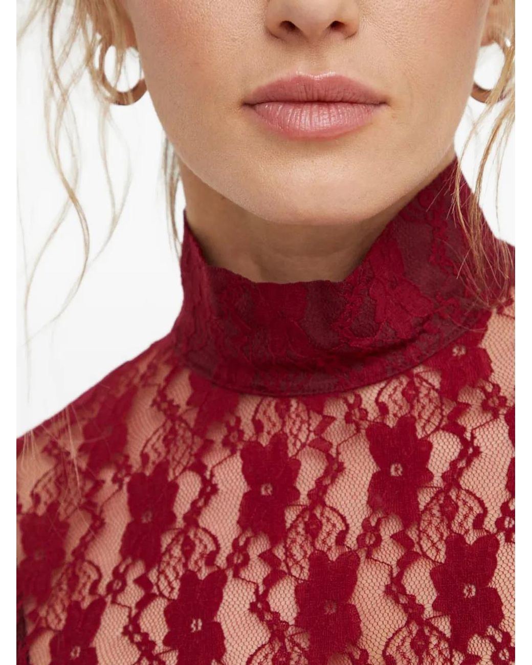 Résumé Red Laced Long-Sleeved Maxi Dress