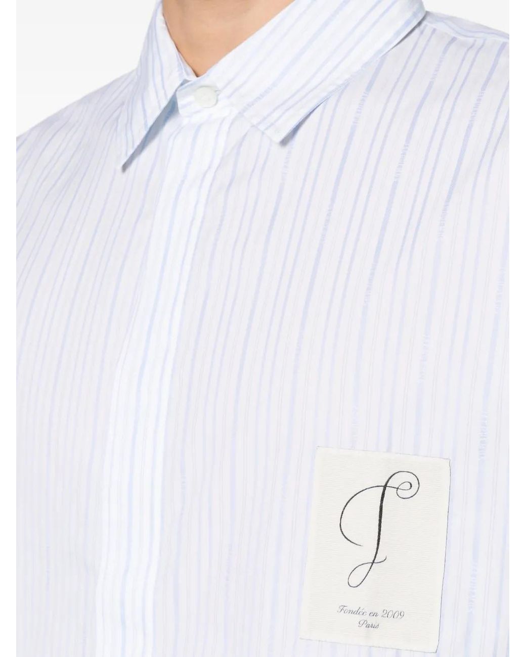 Jacquemus Gestreiftes Hemd Mit Logo-Patch in White für Herren