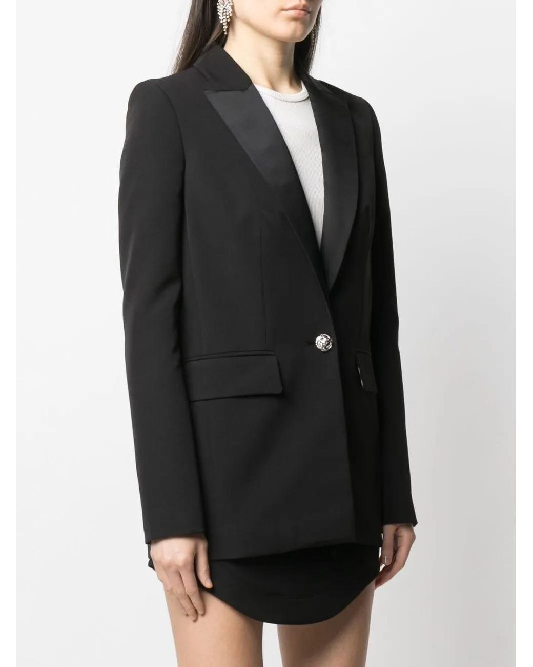 Philipp Plein Black Sequinned Tiger Single-Breasted Blazer
