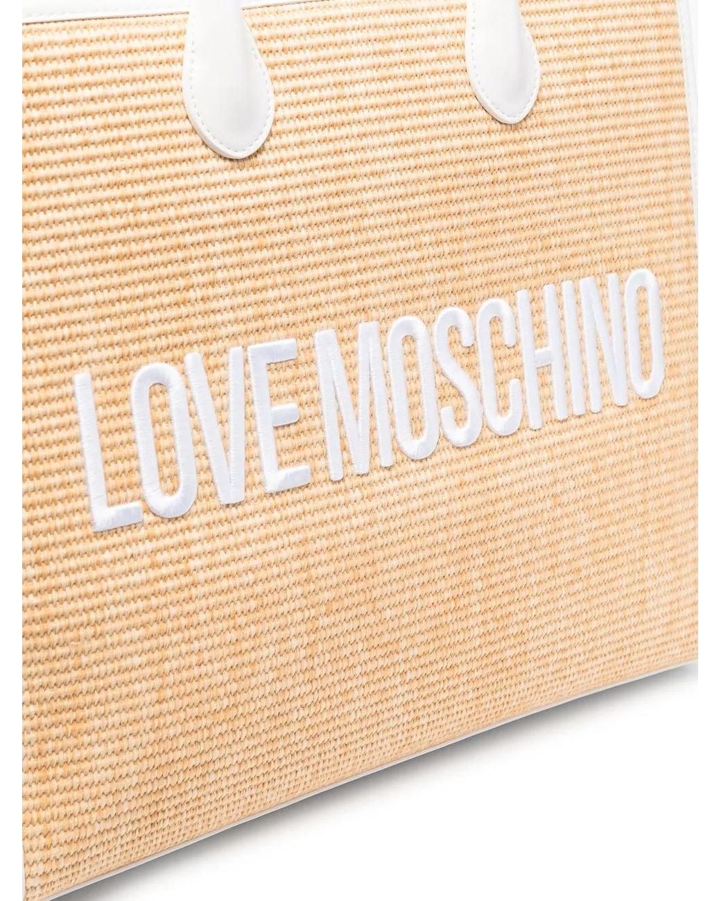 Love Moschino Natural Embroidered-Logo Detail Tote Bag