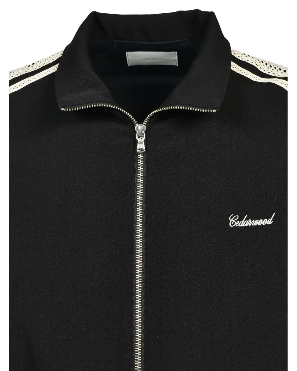 CEDARWOOD Black Crochet-Trim Jacket for men
