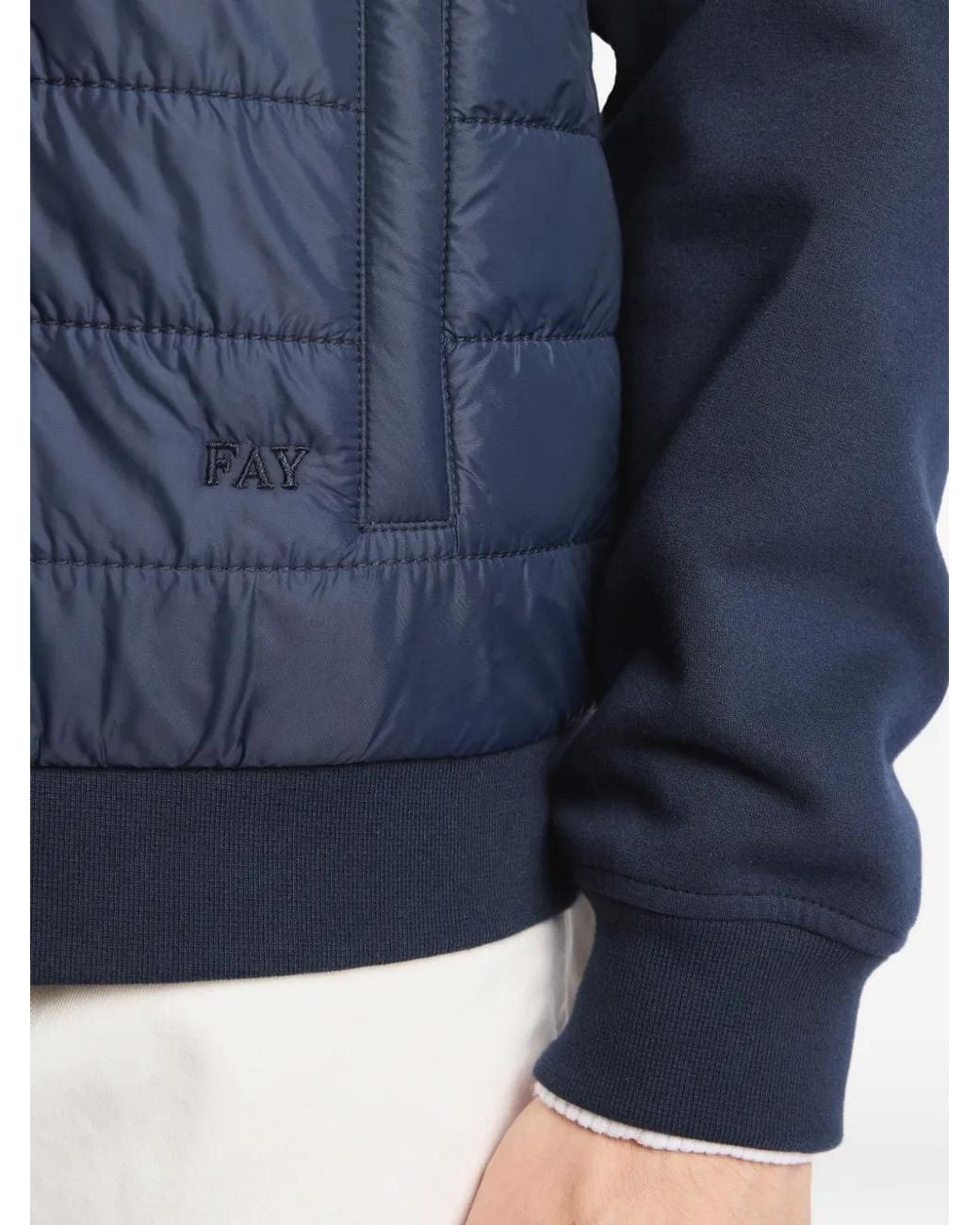 Fay Blue Quilted Zip-Up Bomber Jacket for men