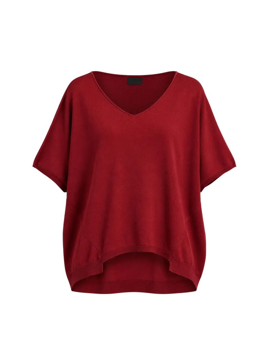 Liviana Conti Red Raquel V-Neck High-Low Sweater