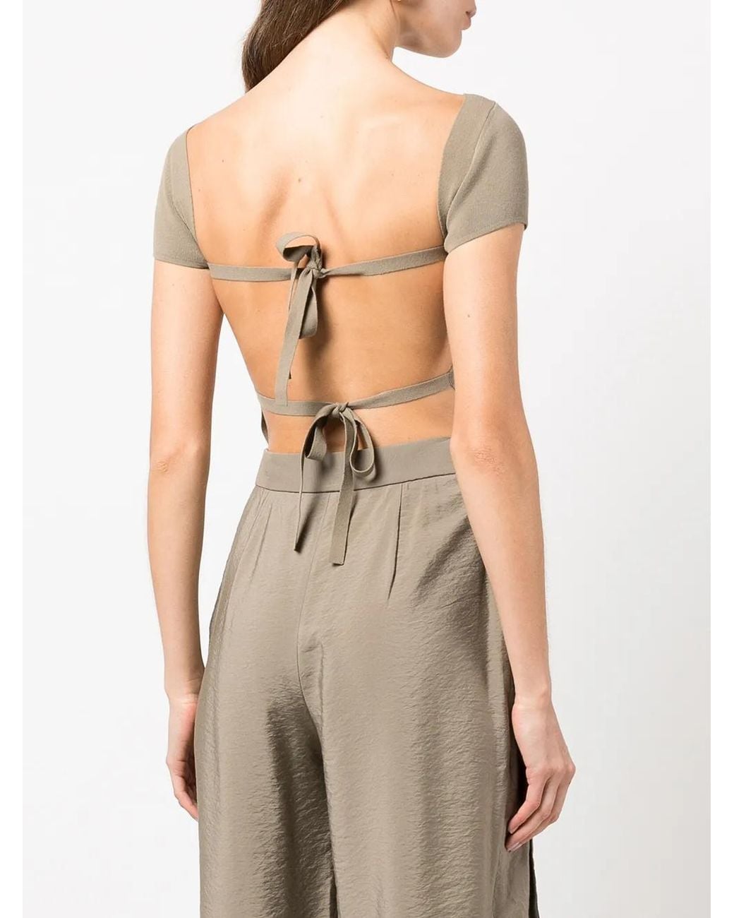 LAPOINTE Natural Boat-Neck Rear Tie Fastening Top