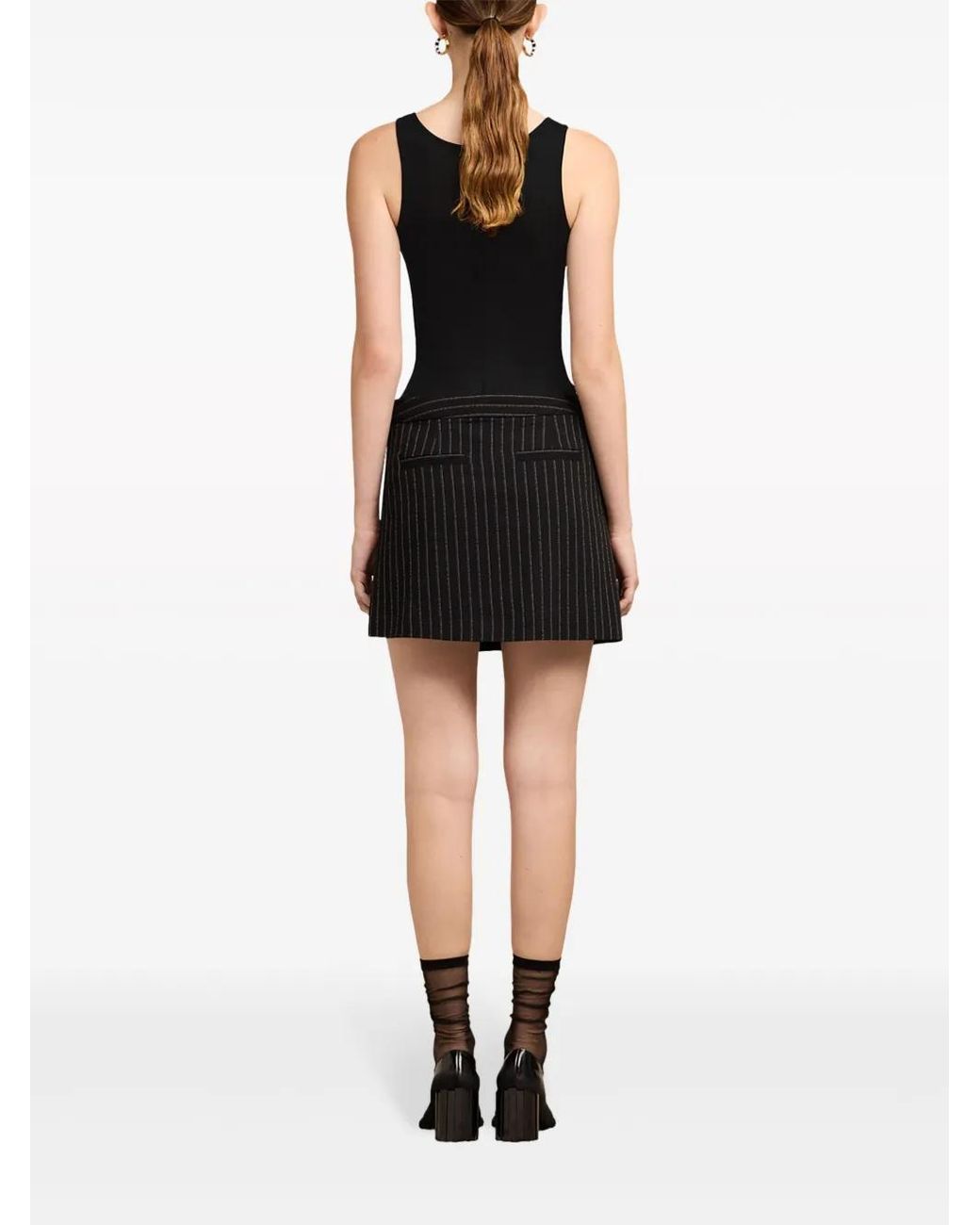 AMI Geribbelde Tanktop in het Black