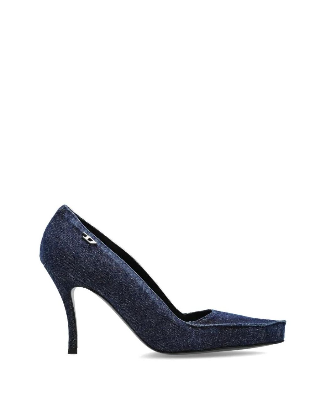 DIESEL Blue Dark Silk-Blend Mid-Heel Pumps