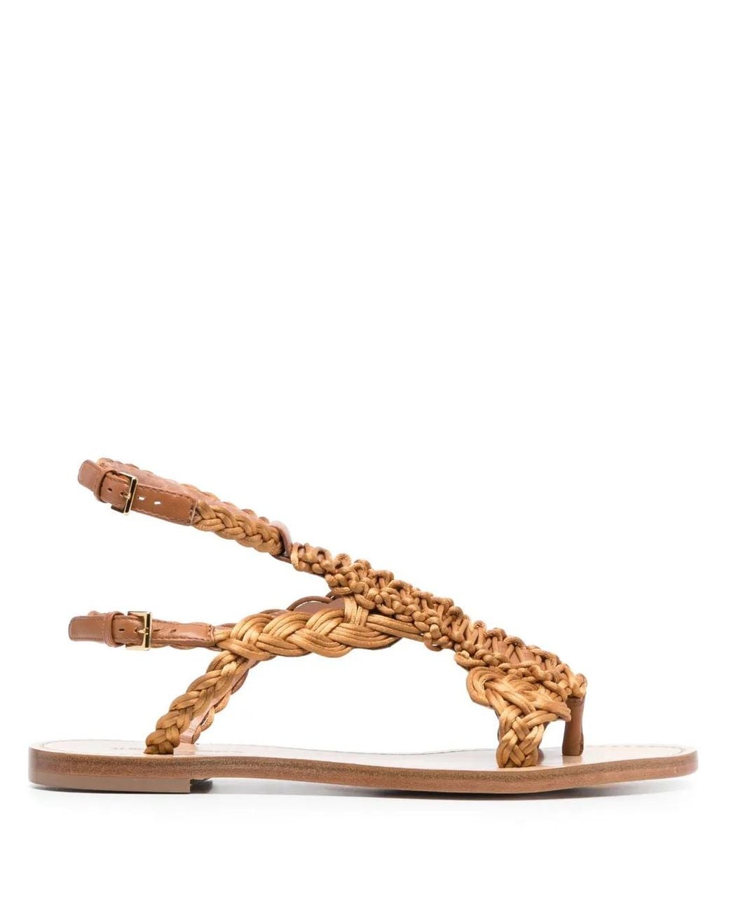 Alberta Ferretti Brown Open-Toe Braided Sandals