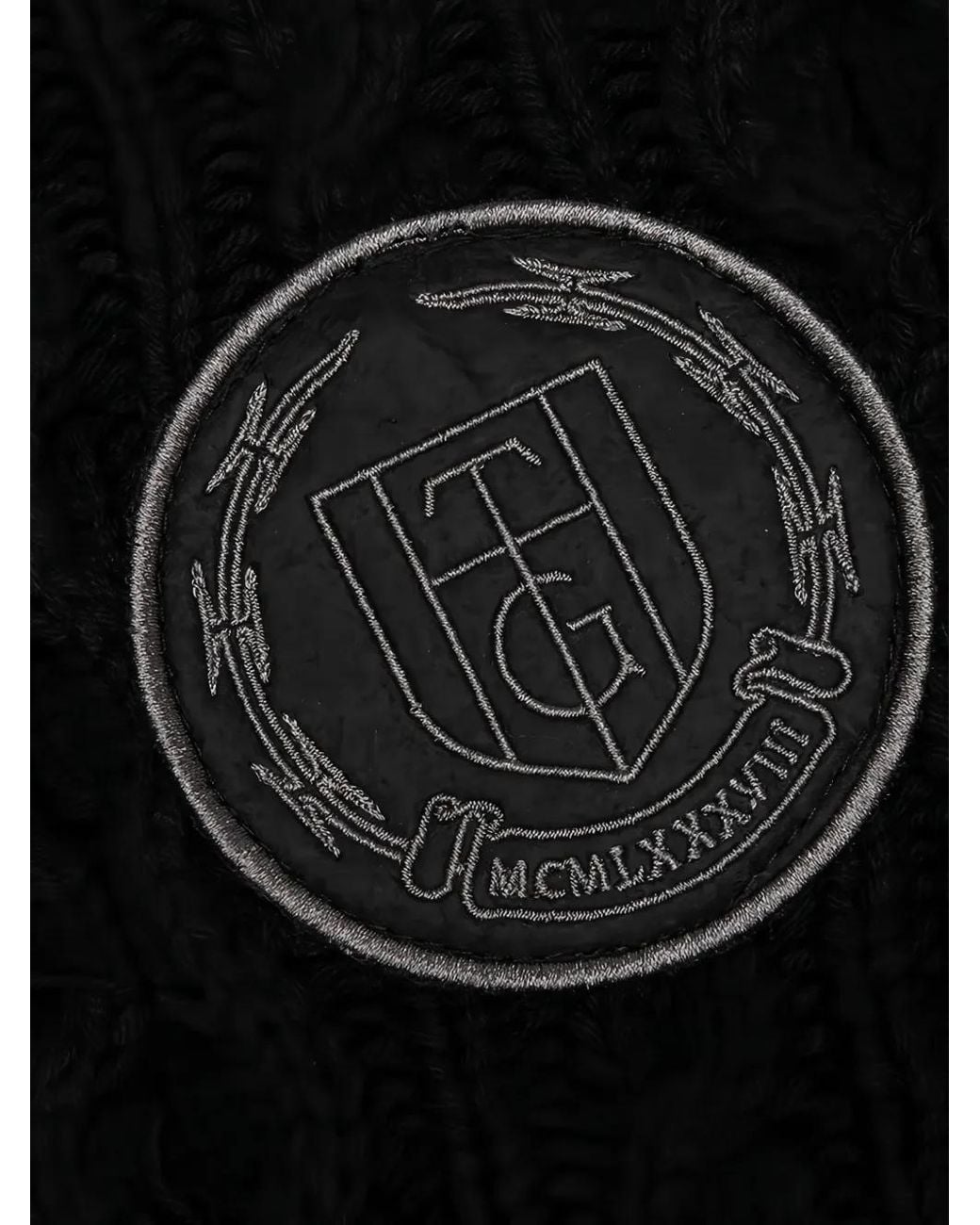 Honor The Gift Black Cable-Knit Logo-Patch Sweater for men