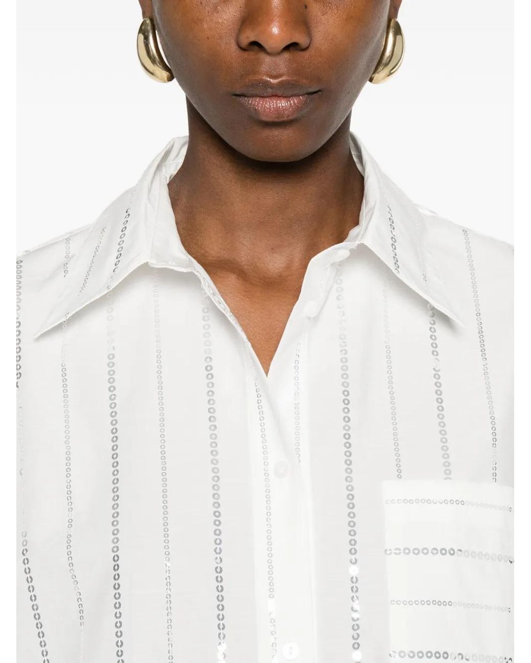 Pennyblack White Chest-Pocket Striped Shirt
