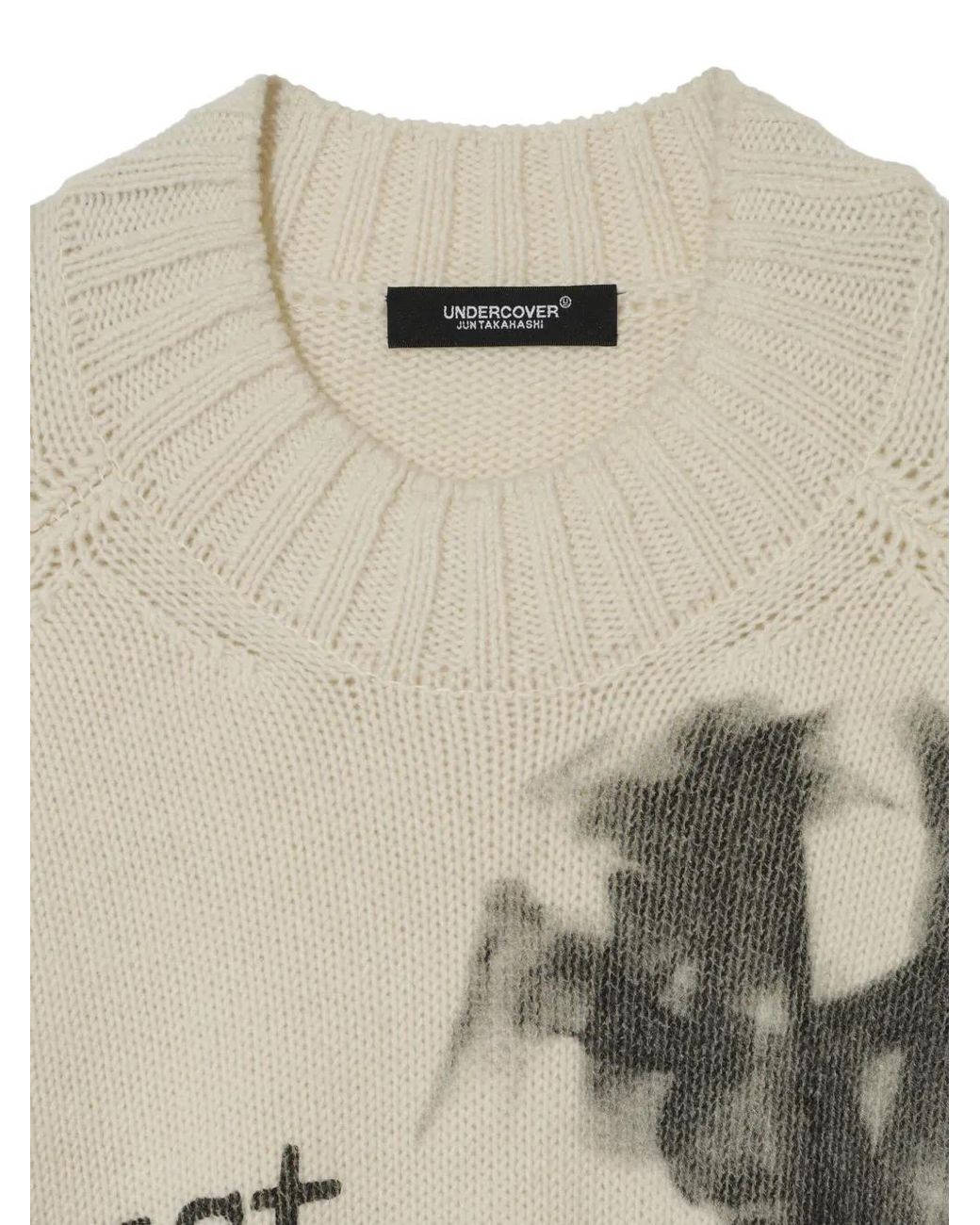 Undercover White Graphic-Print Long-Sleeve Sweater for men