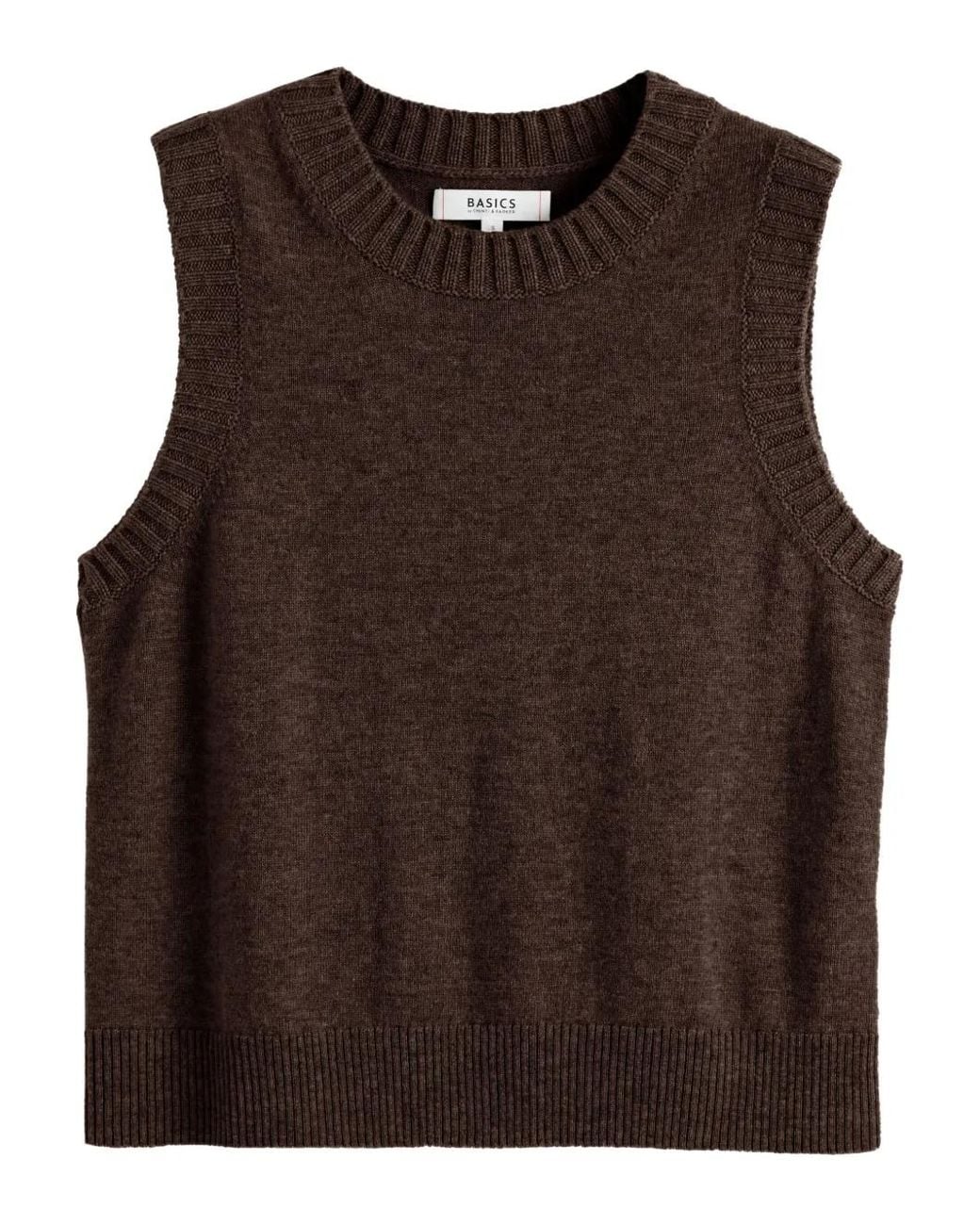 Chinti & Parker Brown Wool Blend Sleeveless Knitted Vest