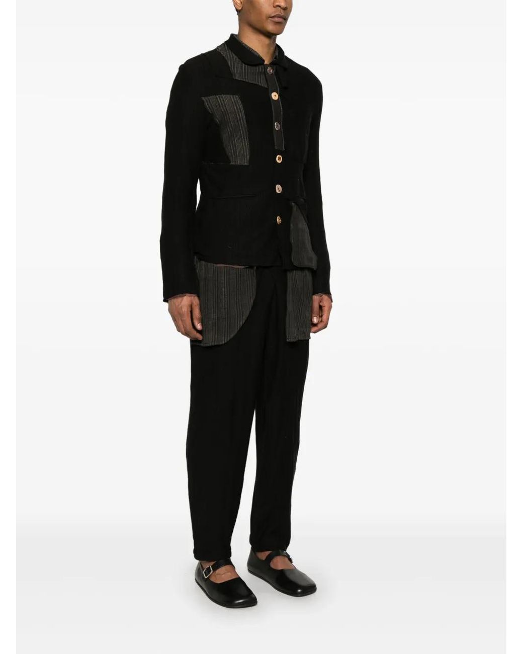 CHIAHUNG SU Black Patchwork Jacket for men