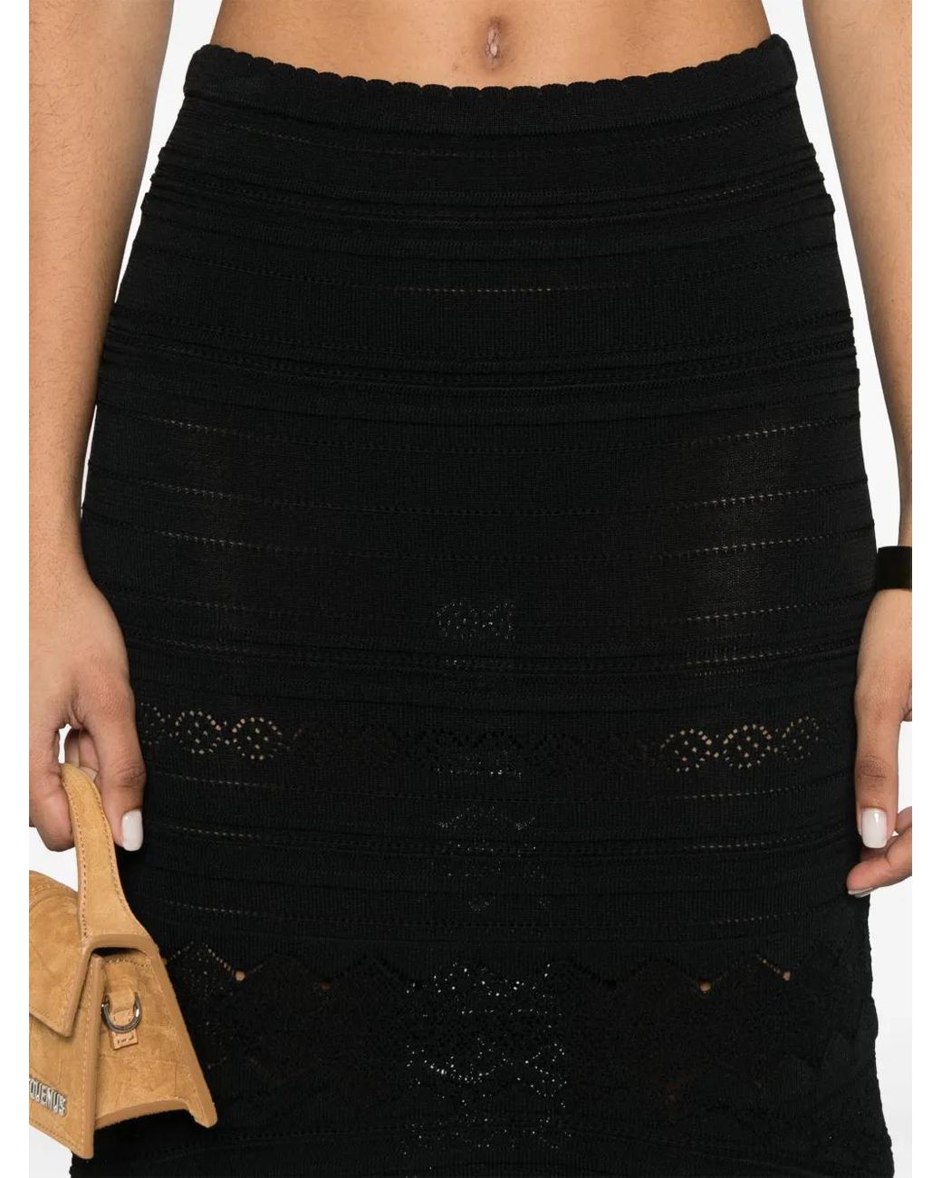 Twinset Black Knitted Maxi Skirt