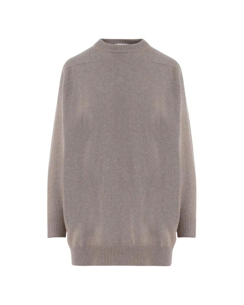 Jil Sander Gray Crew-Neck Ribbed-Trim Wool Sweater