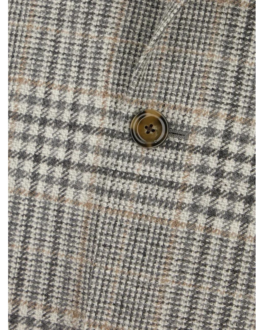 Lardini Gray Checked-Pattern Single-Button Blazer for men