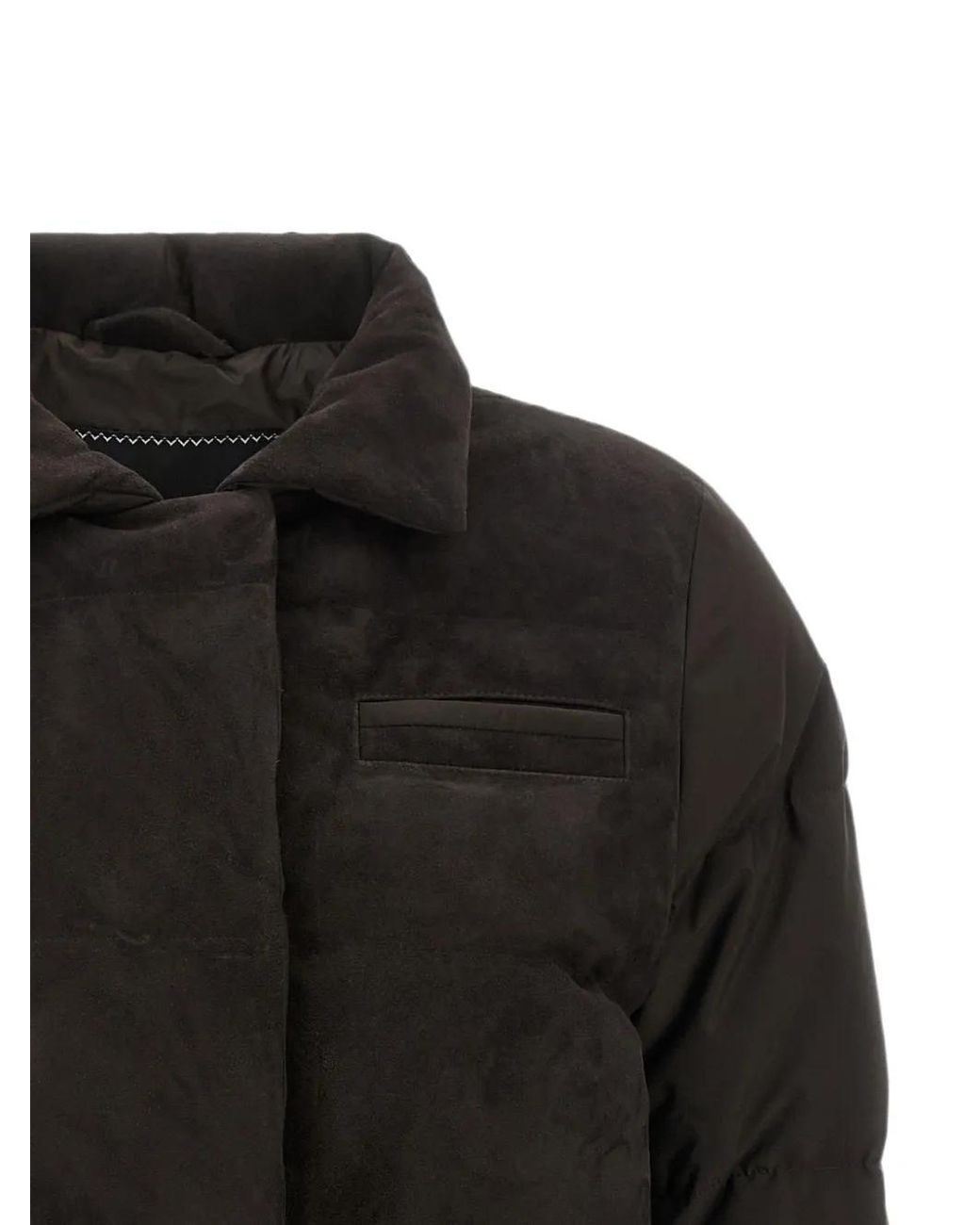 Kiton Black Drawstring Quilted Down Jacket