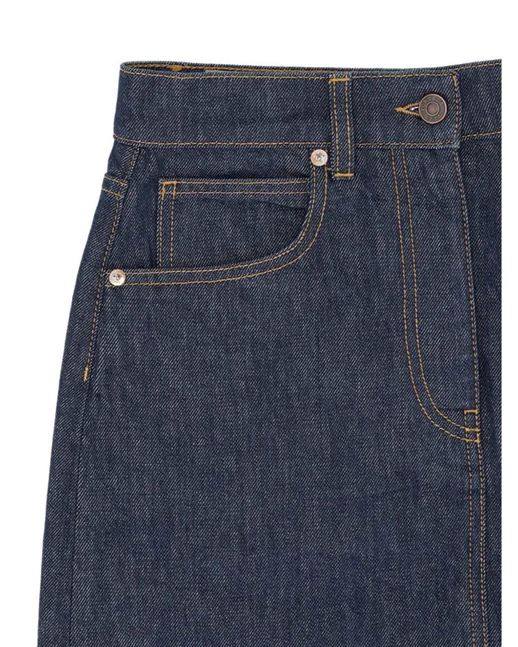 Fortela Blue Denim Slit Maxi Skirt