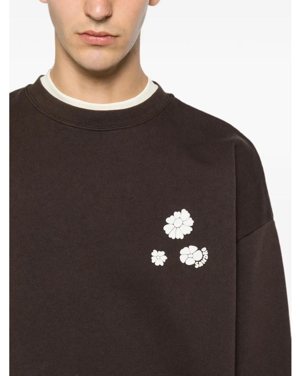 Sandro Brown Sweat À Détails De Fleurs for men