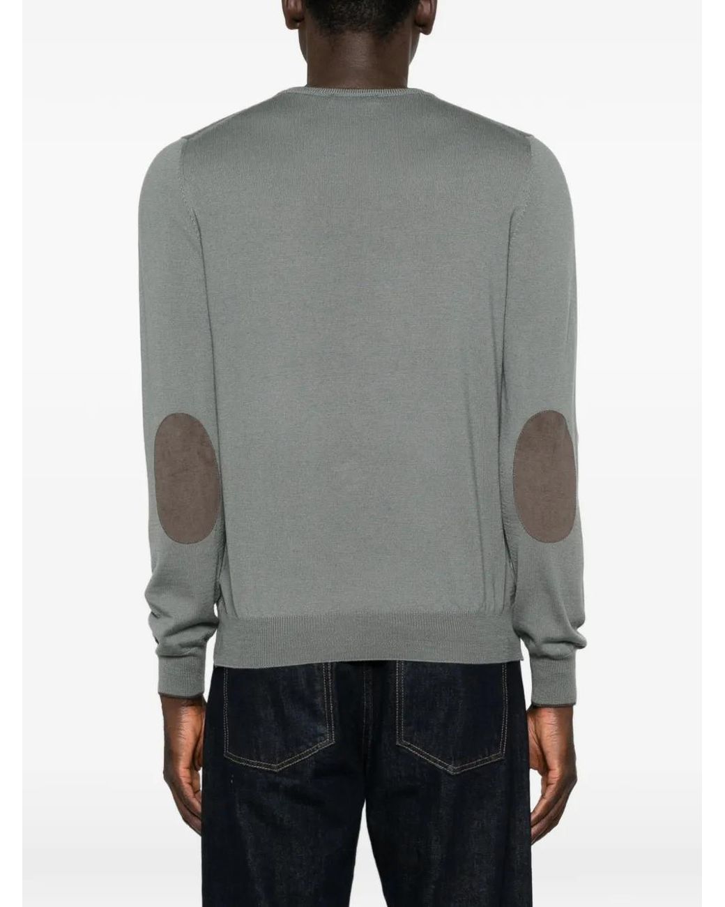 Gran Sasso Gray Elbow-Patch Sweater for men