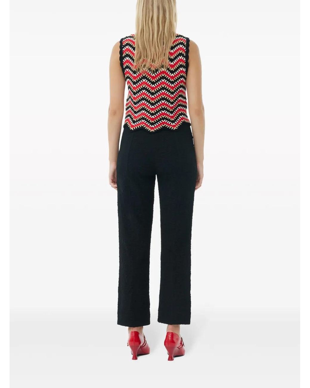 Ganni Black Textured Cropped Trousers