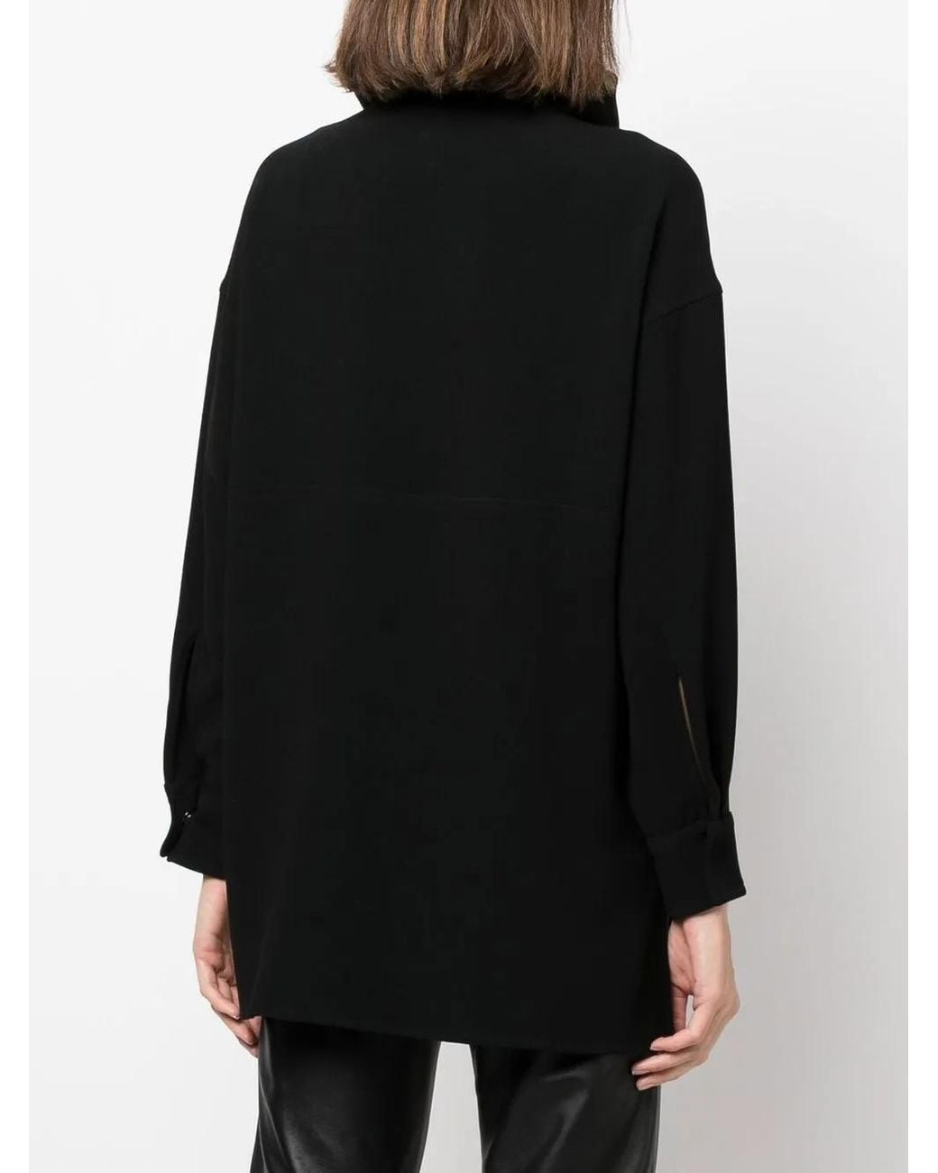 Alberto Biani Black High-Neck Exposed-Seam Top