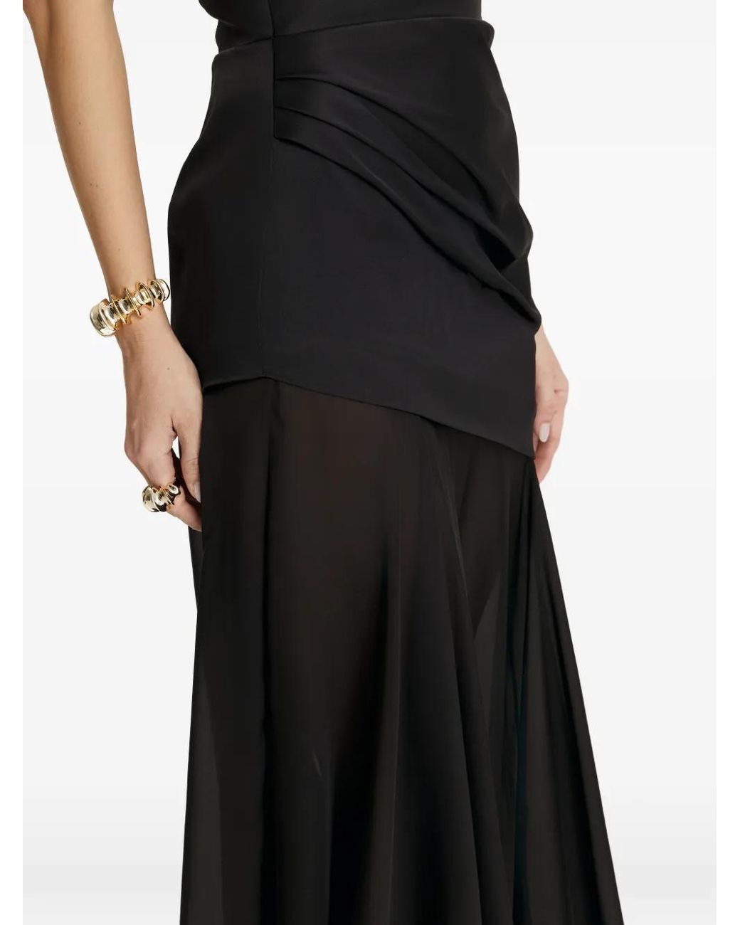 Il Volo Black Aeris One-Shoulder Draped Dress